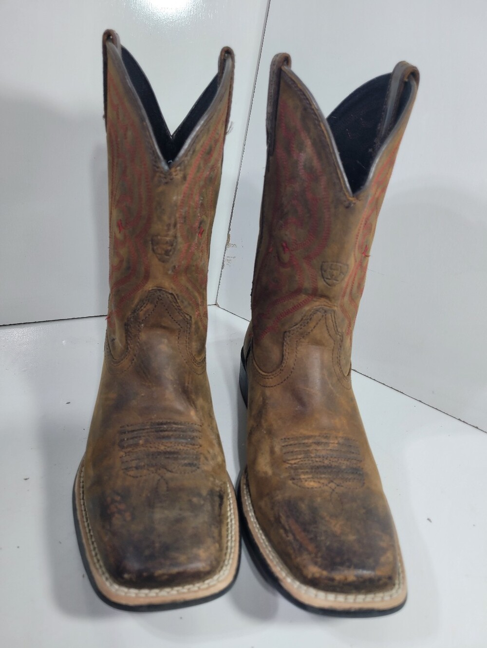 Ariat Quickdraw Kids Cowboy Boots Size 3 Brown Leather Square Toe Western Youth